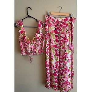 Gorgeous floral satin pant & top set